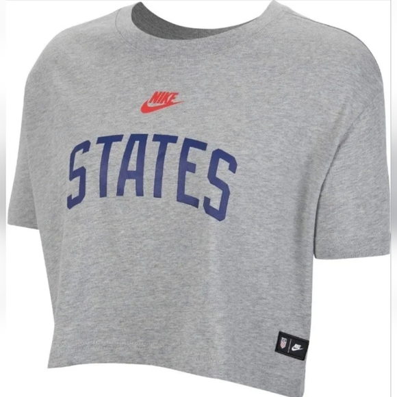 Nike Gray Crop Top with Blue and Red Accents - Picture 1 of 2